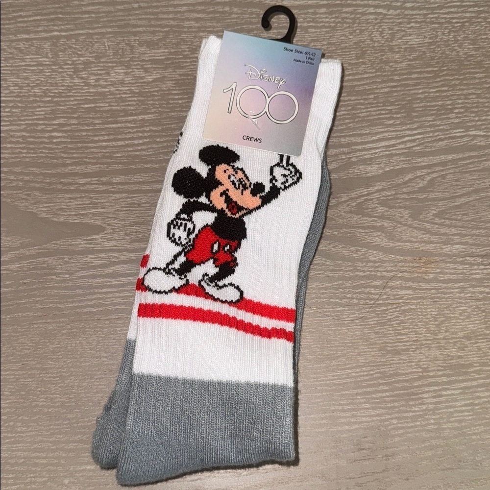 Disney 100 Mickey Mouse crew socks. Size 6.5-12